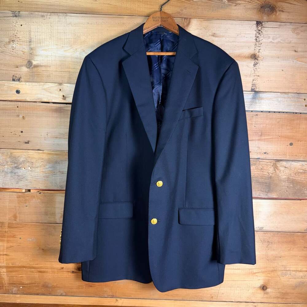 Brooks Brothers 1818 Madison Blazer Size 44 Navy Loro Piana Wool